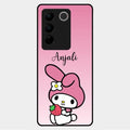 Pink Bunny Glass Case Cover For Vivo V27 5G
