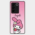 Pink Bunny Glass Case Cover For Vivo V27 Pro 5G