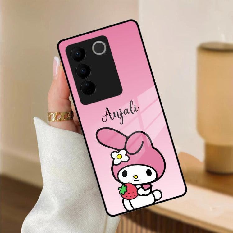 Pink Bunny Glass Case Cover For Vivo - ShopOnCliQ