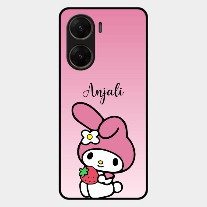 Pink Bunny Glass Case Cover For Vivo V29E 5G