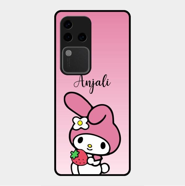 Pink Bunny Glass Case Cover For Vivo V30 Pro 5G