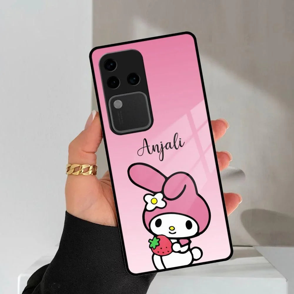 Pink Bunny Glass Case Cover For Vivo - ShopOnCliQ
