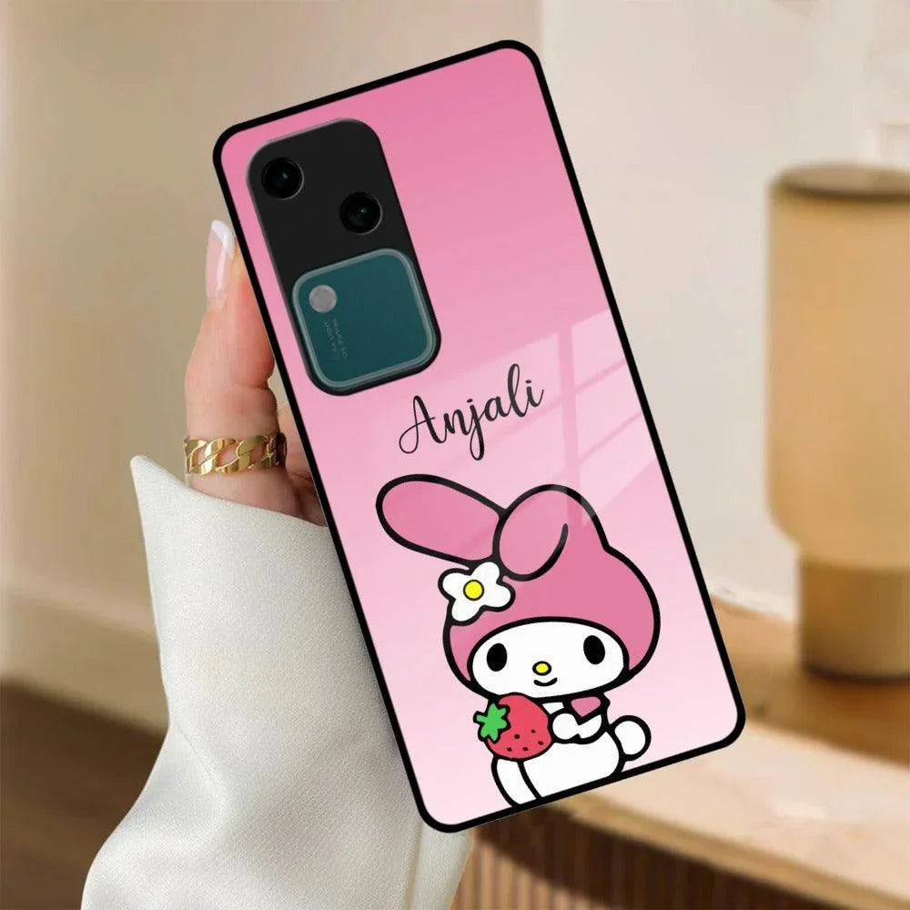 Pink Bunny Glass Case Cover For Vivo - ShopOnCliQ