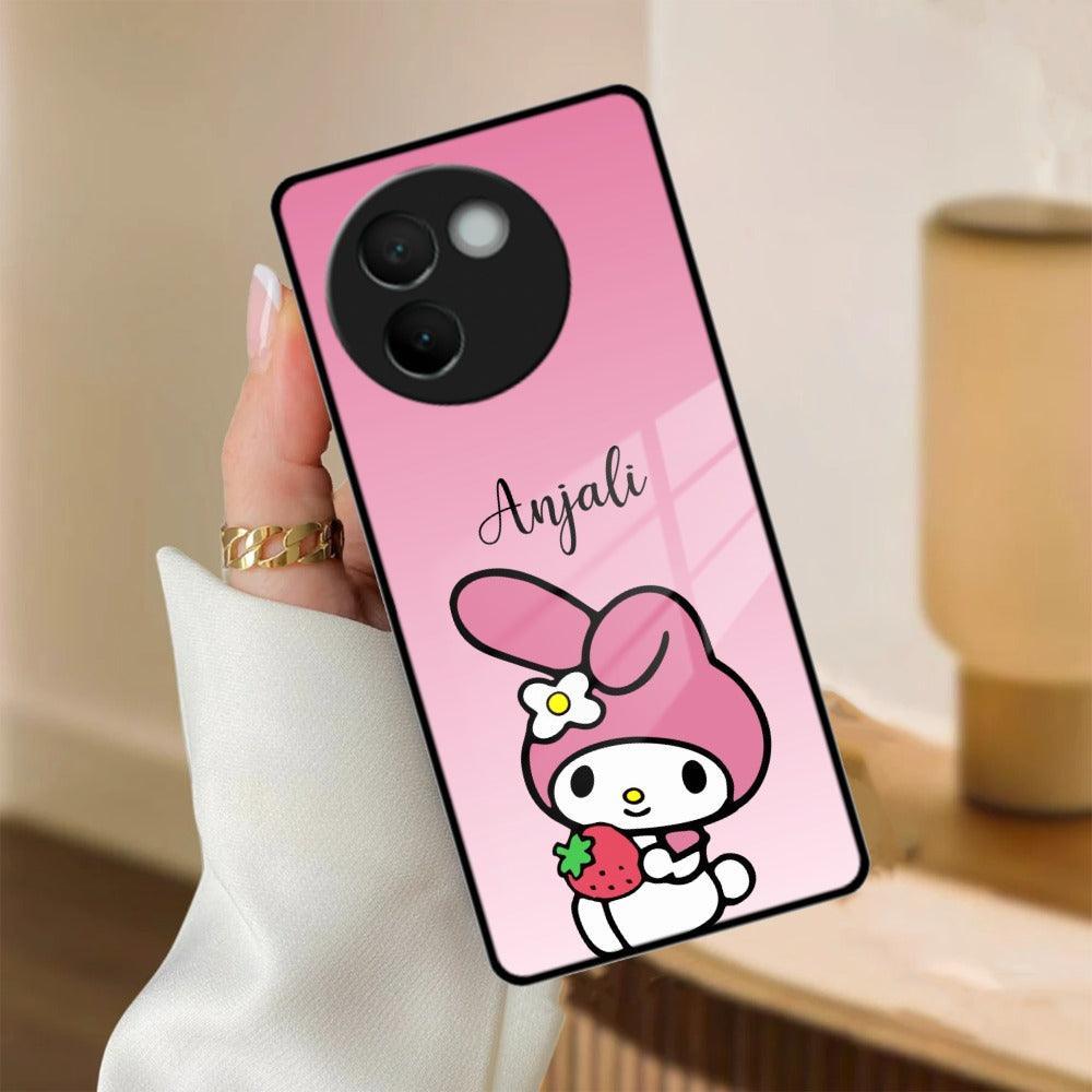 Pink Bunny Glass Case Cover For Vivo