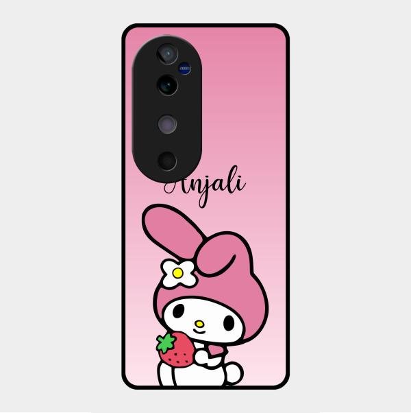 Pink Bunny Glass Case Cover For Vivo V40 5G