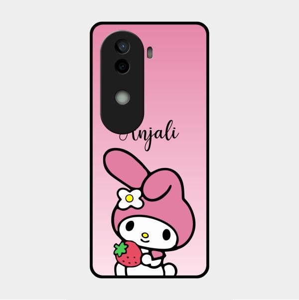 Pink Bunny Glass Case Cover For Vivo V40E 5G