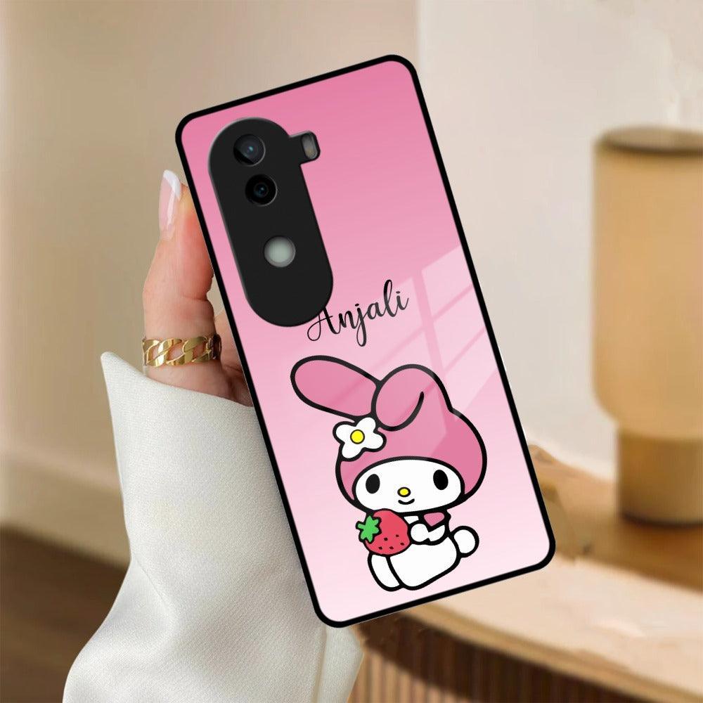 Pink Bunny Glass Case Cover For iQOO