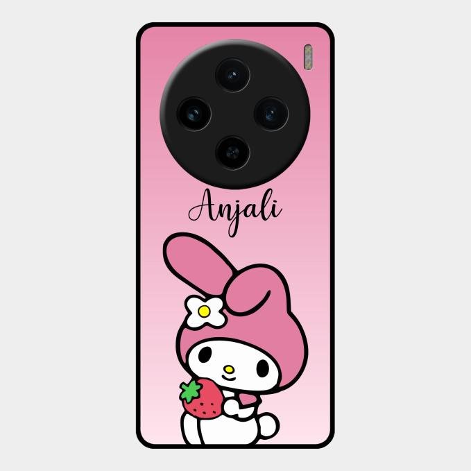 Pink Bunny Glass Case Cover For Vivo X100 5G