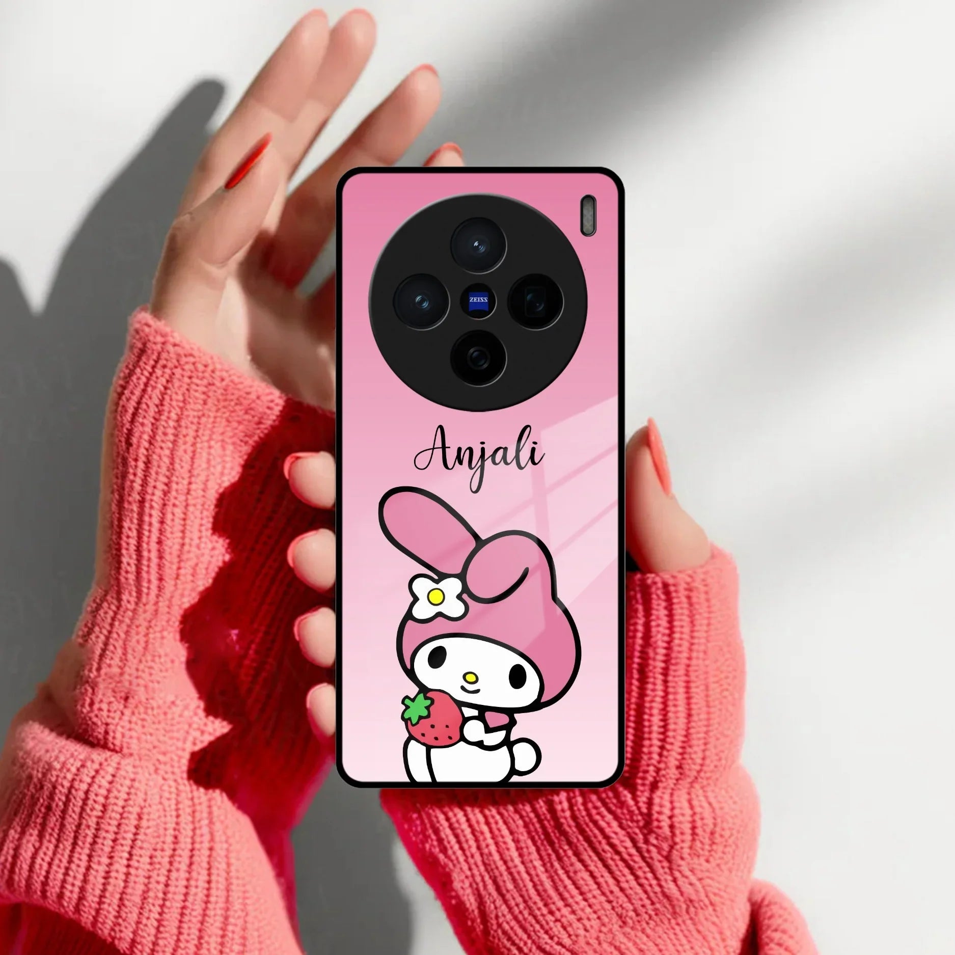 Pink Bunny Glass Case Cover For Vivo - ShopOnCliQ