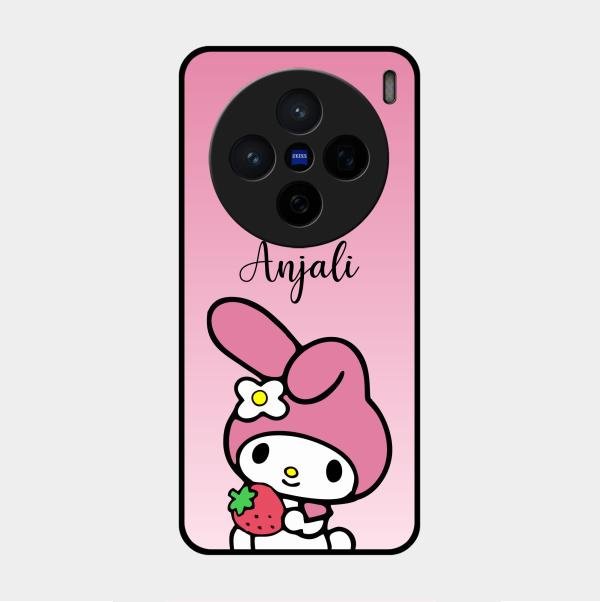 Pink Bunny Glass Case Cover For Vivo X200 5G