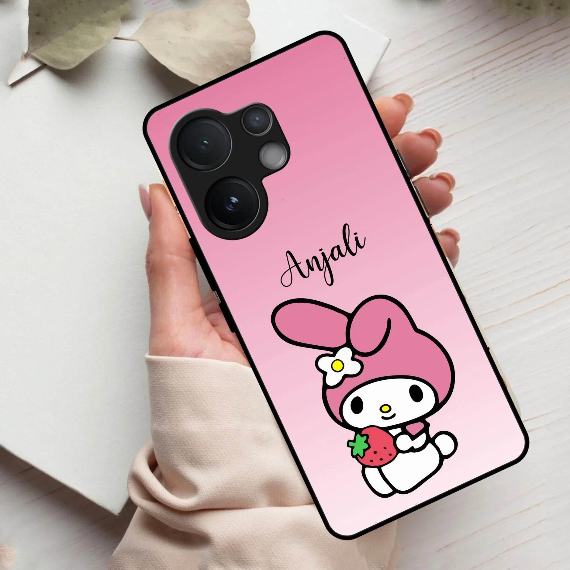 Pink Bunny Glass Case Cover For Vivo - ShopOnCliQ