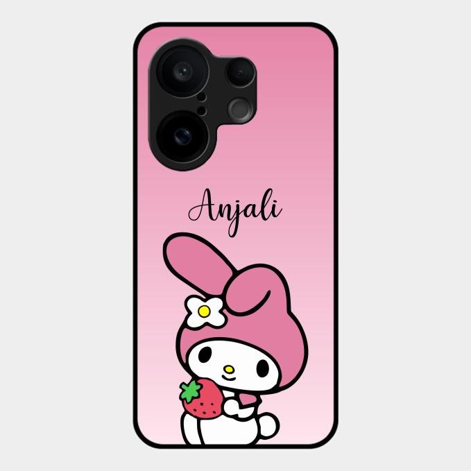Pink Bunny Glass Case Cover For Vivo X200 Fe 5G