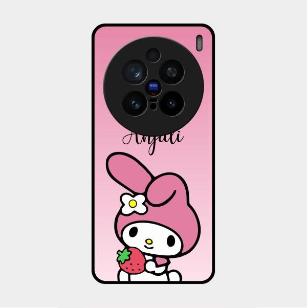 Pink Bunny Glass Case Cover For Vivo X200 Pro 5G