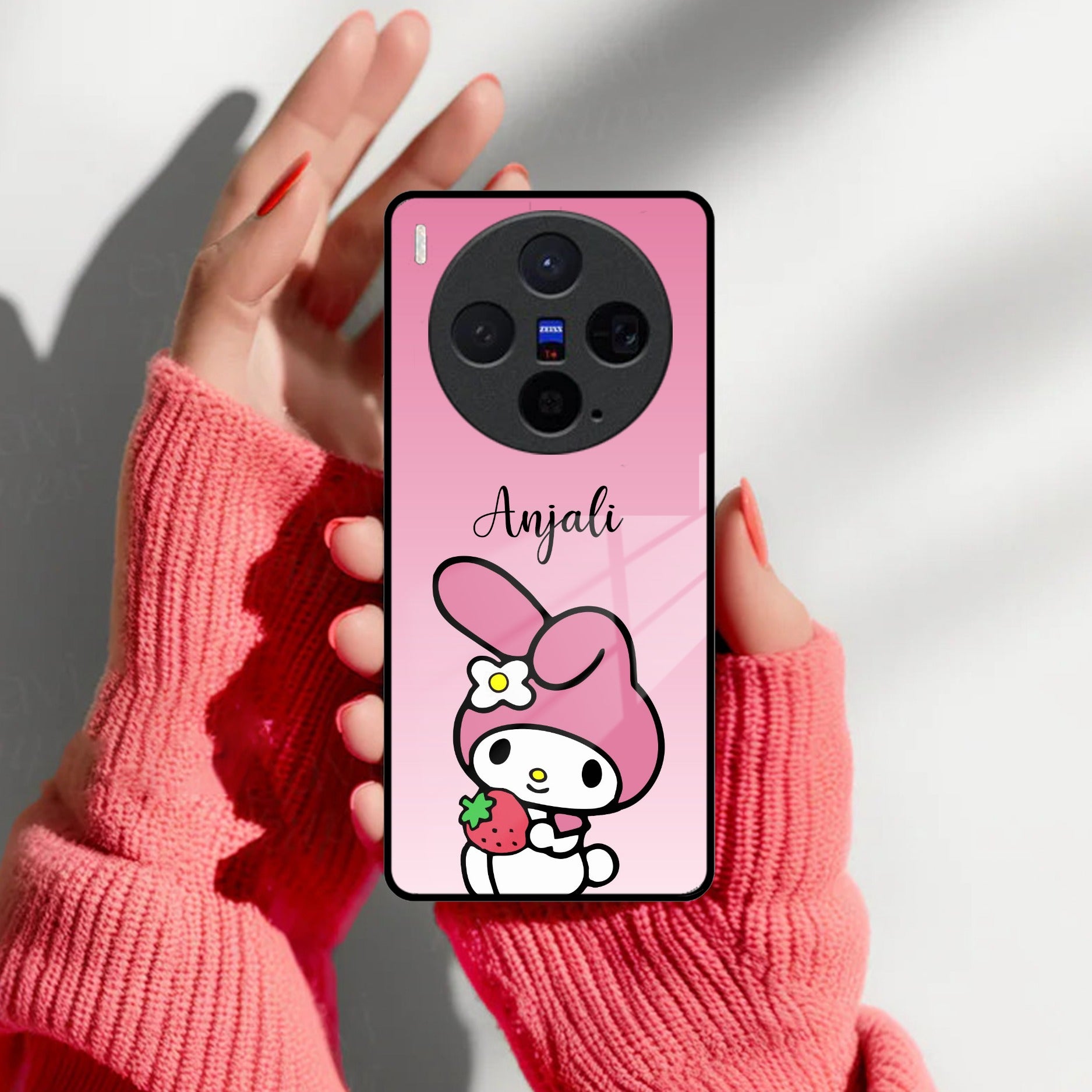 Pink Bunny Glass Case Cover For Vivo