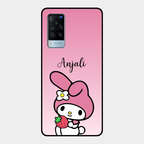 Pink Bunny Glass Case Cover For Vivo X60 5G