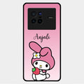 Pink Bunny Glass Case Cover For Vivo X80 5G