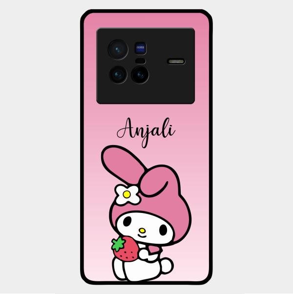 Pink Bunny Glass Case Cover For Vivo X80 5G