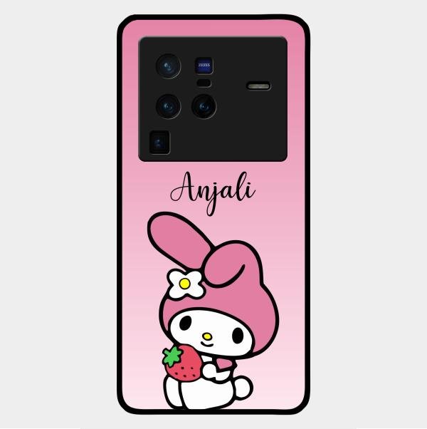 Pink Bunny Glass Case Cover For Vivo X80 Pro 5G