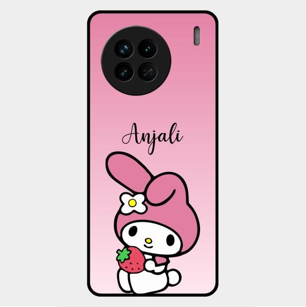 Pink Bunny Glass Case Cover For Vivo X90 5G