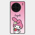 Pink Bunny Glass Case Cover For Vivo X90 Pro 5G