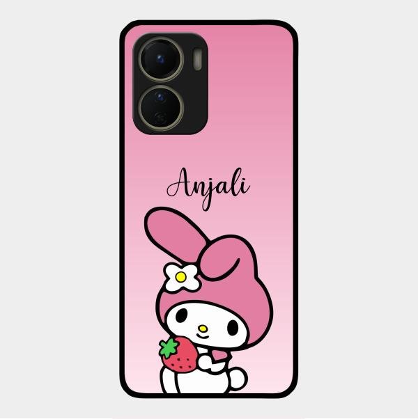 Pink Bunny Glass Case Cover For Vivo Y16