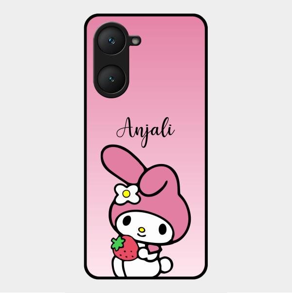Pink Bunny Glass Case Cover For Vivo Y18E
