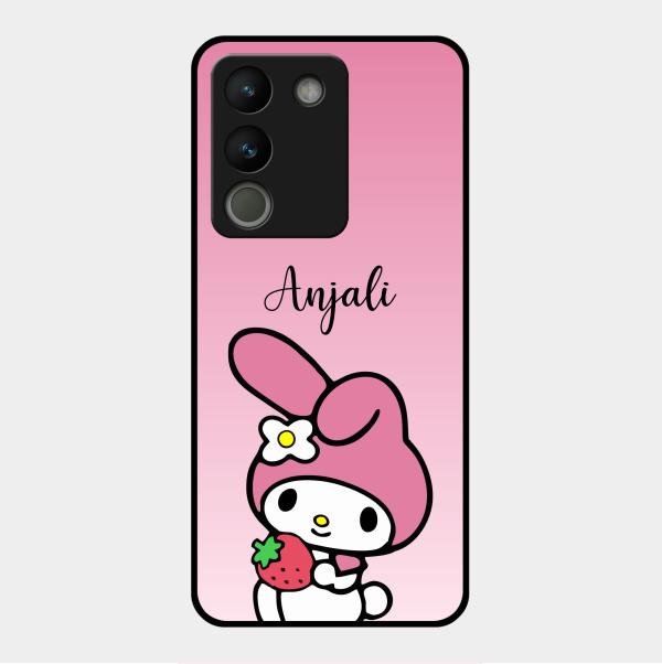 Pink Bunny Glass Case Cover For Vivo Y200 5G