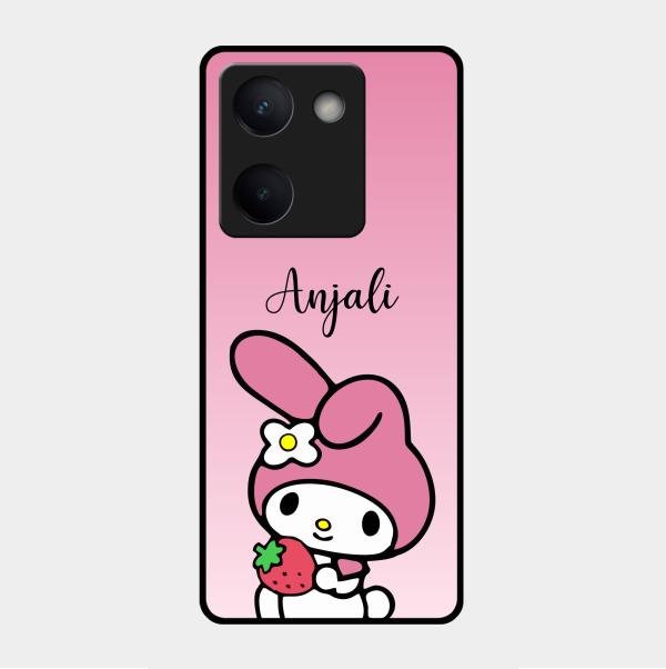 Pink Bunny Glass Case Cover For Vivo Y200 Pro 5G