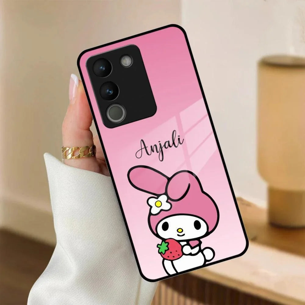 Pink Bunny Glass Case Cover For Vivo - ShopOnCliQ