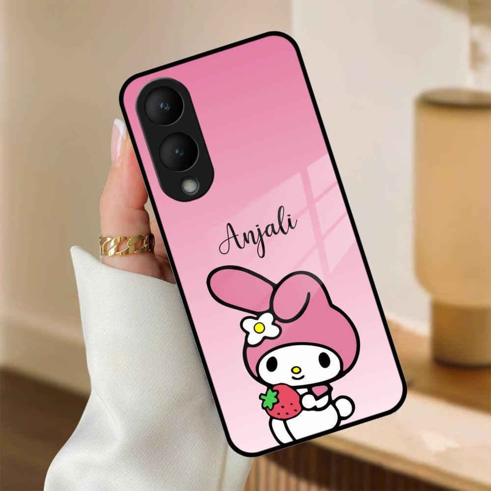 Pink Bunny Glass Case Cover For Vivo
