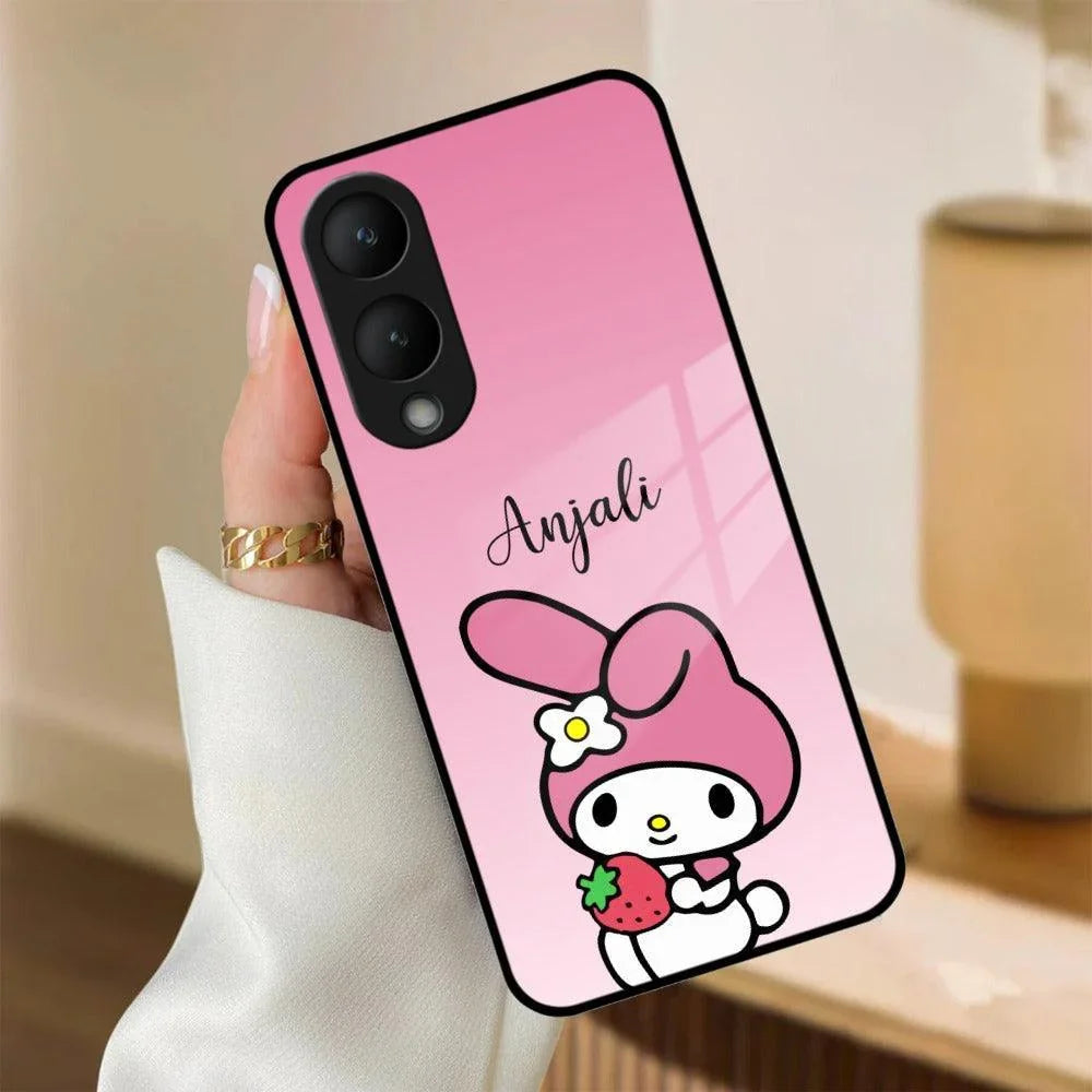 Pink Bunny Glass Case Cover For iQOO - ShopOnCliQ