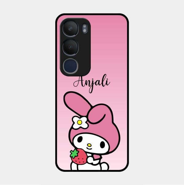 Pink Bunny Glass Case Cover For Vivo Y29 5G