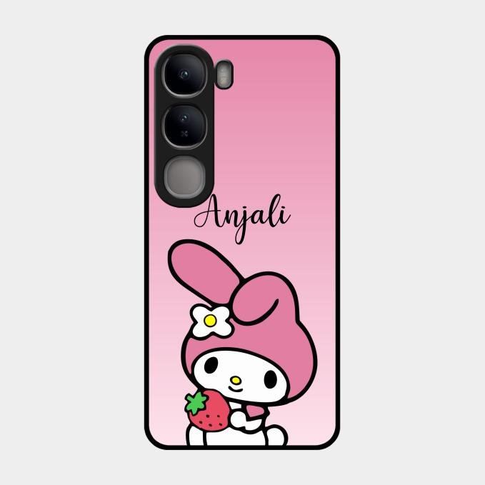 Pink Bunny Glass Case Cover For Vivo Y300 5G