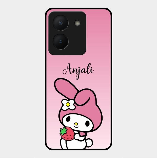Pink Bunny Glass Case Cover For Vivo Y36