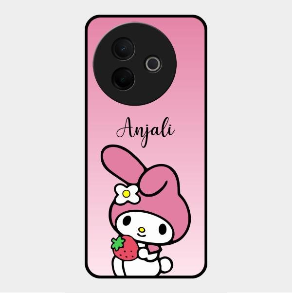 Pink Bunny Glass Case Cover For Vivo Y39 5G