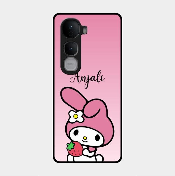 Pink Bunny Glass Case Cover For Vivo Y400 Pro 5G