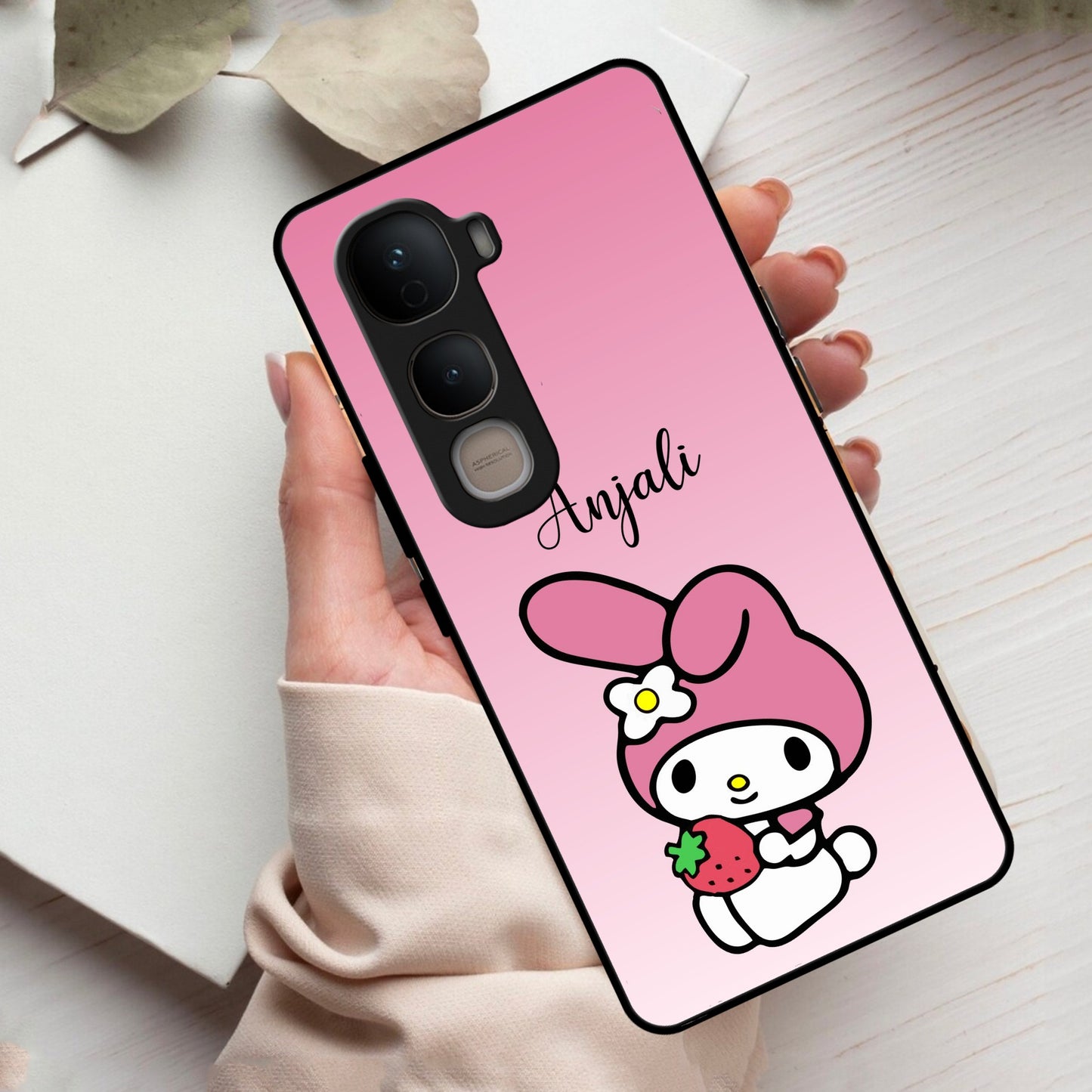 Pink Bunny Glass Case Cover For Vivo