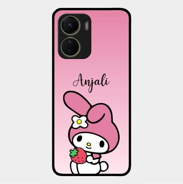 Pink Bunny Glass Case Cover For Vivo Y56 5G