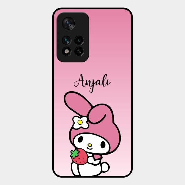 Pink Bunny Glass Case Cover For Xiaomi 11I 5G