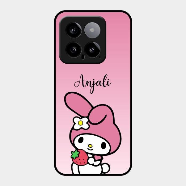 Pink Bunny Glass Case Cover For Xiaomi 14 5G