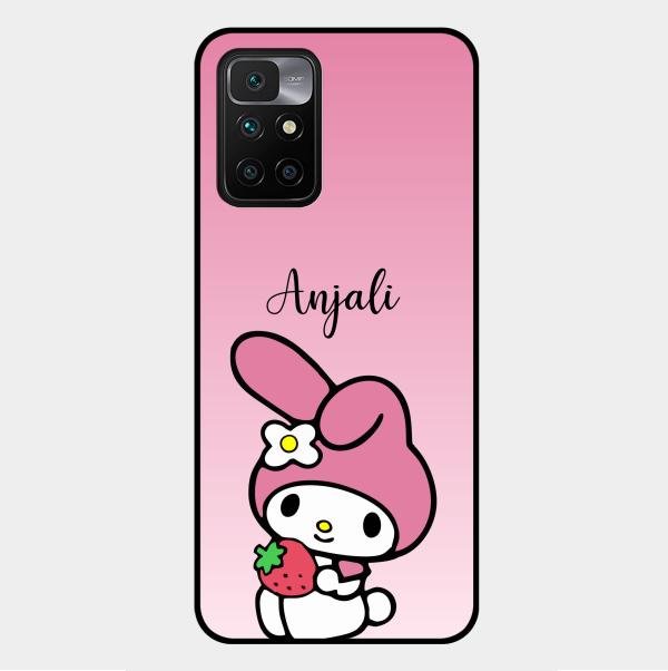Pink Bunny Glass Case Cover For Xiaomi Redmi 10 Prime
