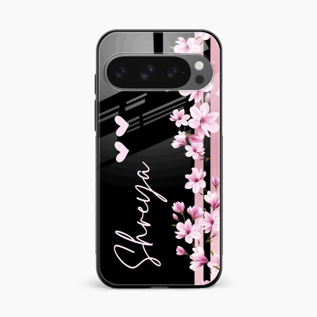 Pink Floral Customize Glass Case Cover For Google Pixel 10 Pro