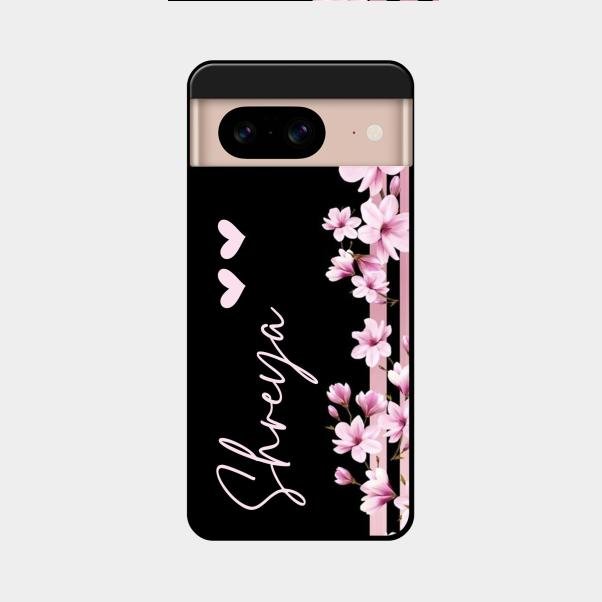 Pink Floral Customize Glass Case Cover For Google Pixel 8 5G