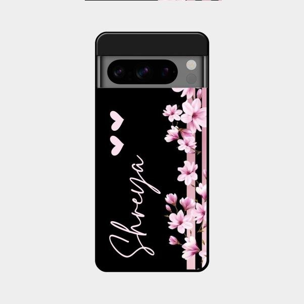 Pink Floral Customize Glass Case Cover For Google Pixel 8 Pro 5G