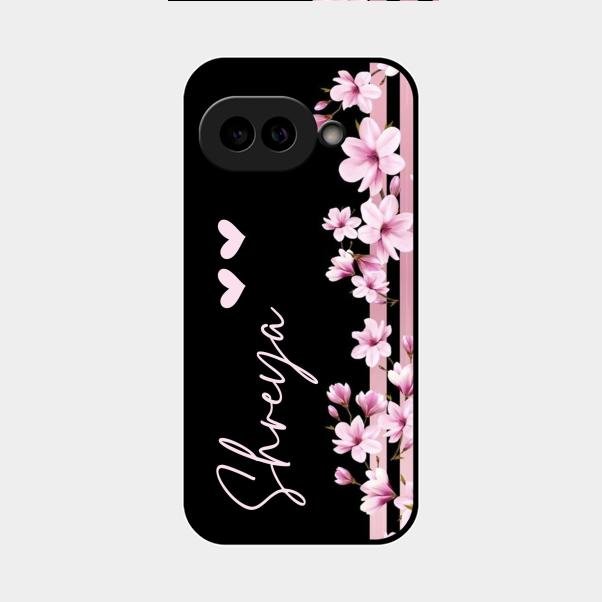 Pink Floral Customize Glass Case Cover For Google Pixel 9A 5G
