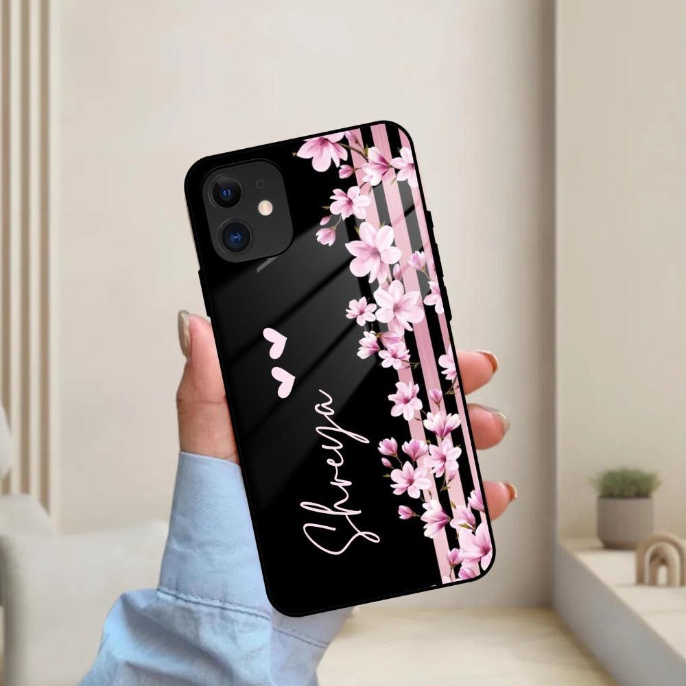Pink Floral Customize Glass Case Cover For iPhone - ShopOnCliQ