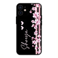 Pink Floral Customize Glass Case Cover For iPhone 12 mini
