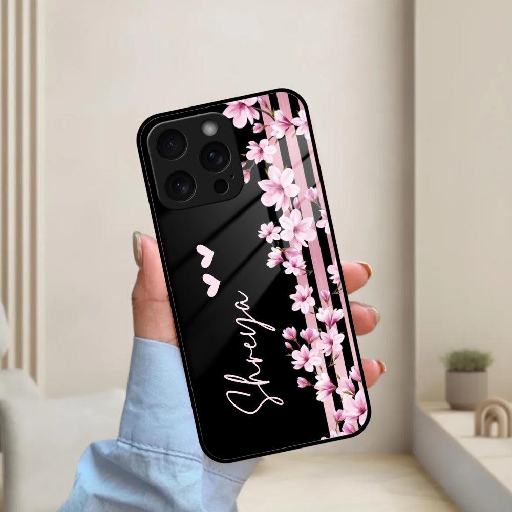 Pink Floral Customize Glass Case Cover For iPhone - ShopOnCliQ