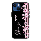 Pink Floral Customize Glass Case Cover For iPhone 13 mini