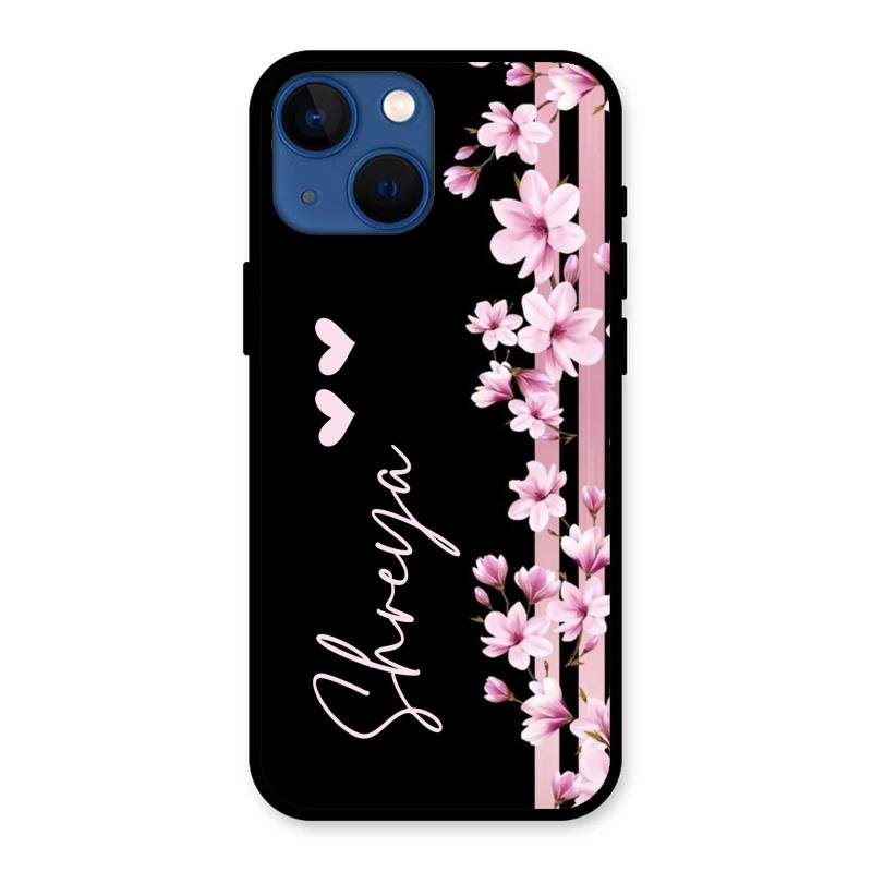 Pink Floral Customize Glass Case Cover For iPhone 13 mini